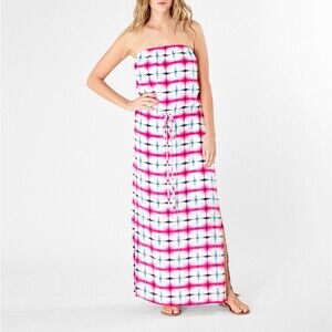 Michael Stars Tulip Strapless Printed Silk Maxi Dress